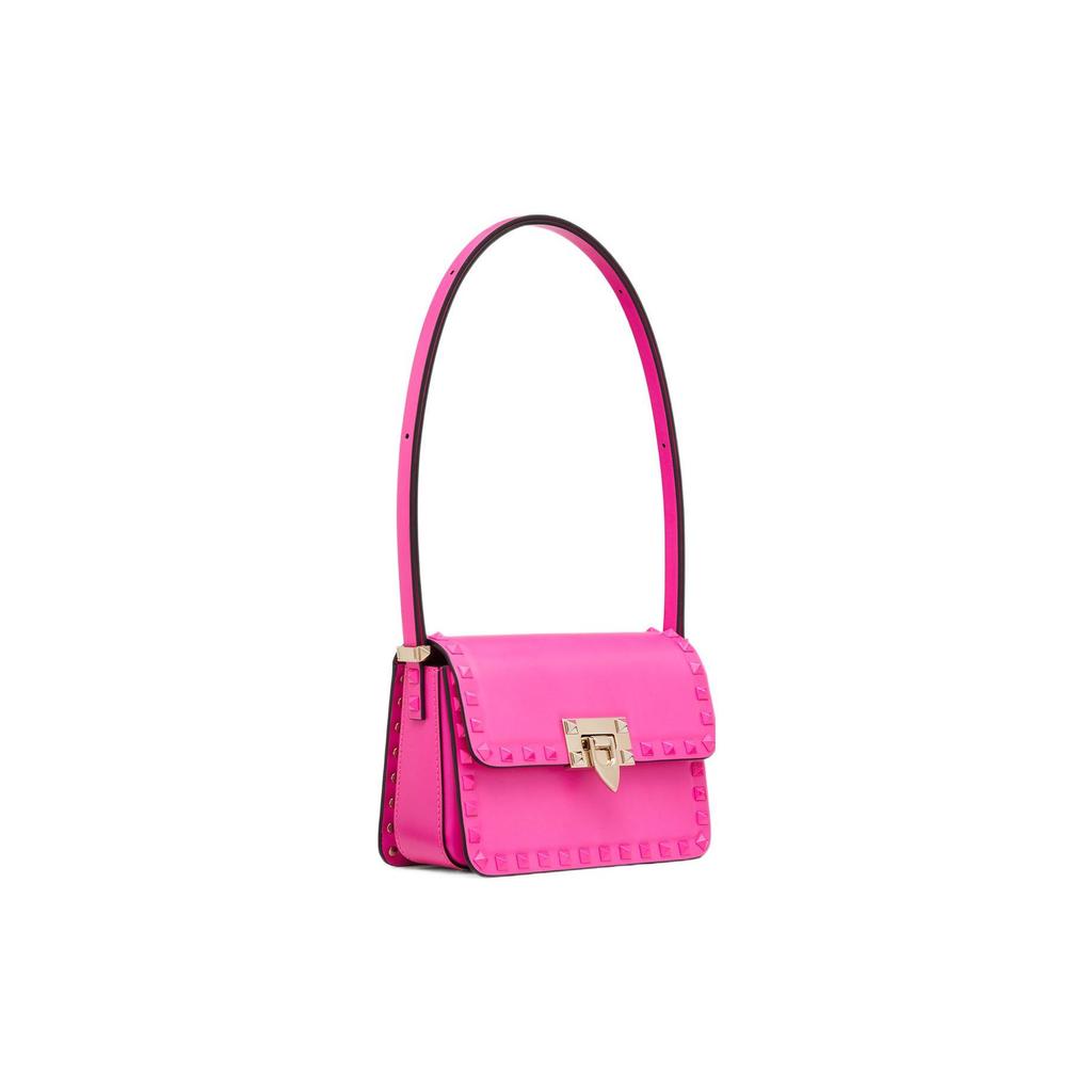 Valentino Rockstud 23 Verstellbarer Schultergurt Hakenverschluss Nietenbesatz Kalbsleder Tragetasche Schultertasche Damen Taschen Pink W2B0M42AZSUWT