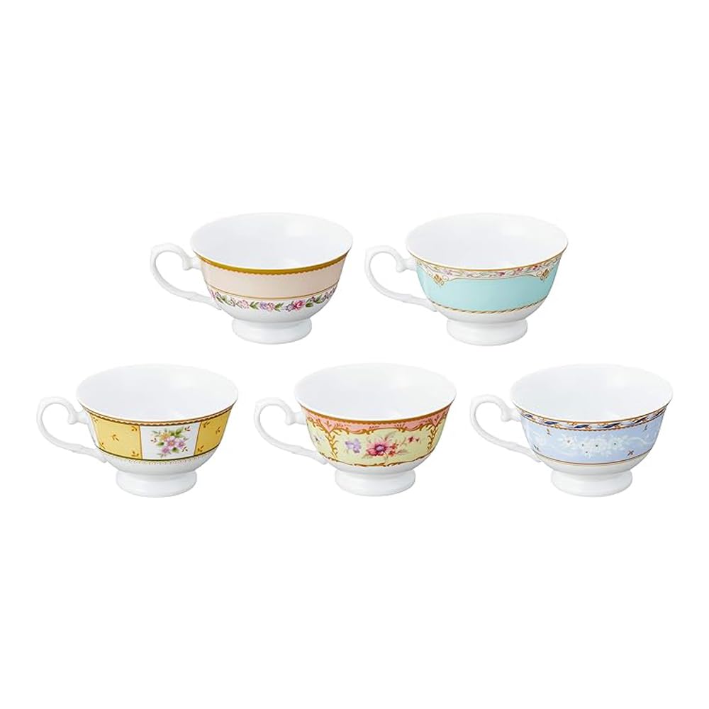 NARUMI Koppfatsett Floral Boutique 210cc Floral 5-mønstersett Stilig nydelig bryllupsgavegave Mikrobølgeovn Varmebar Laget i Japan gaveeske