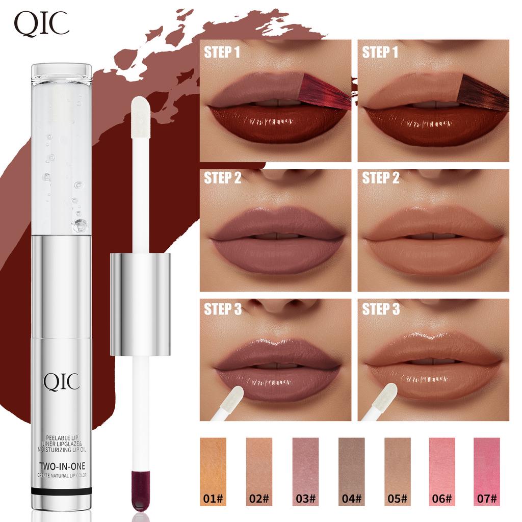 Double Head Tear Lip Glaze + Lip Moisturizing Oil, Matte Matte Surface Waterproof, Non-Fading, Non-Sticking Cup Tear Lipstick Lip Gloss
