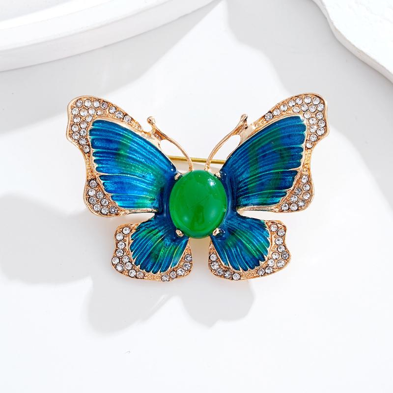 1Pcs Trendy Animal Insect Lapel Pin Elegant Crystal Enamel Butterfly Brooch For Men'S Suit Fashion Clothing Accessory Jewelry