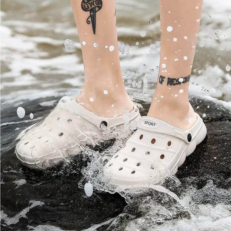 

2288 New shit-stepping hole shoes summer beach non-slip outer bag head sandals [36-45] Shoes 36 сірий колір