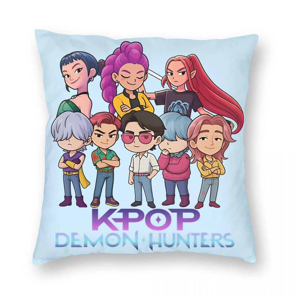 Huntrix Golden Zoey Rumi Mira KPop Dämonenjäger Kissenbezug Weicher Kissenbezug Dekorative Kissenhülle Zuhause Quadratisch 18''