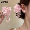 1 2 Pieces Fabric Flower Tassel Pearl Hair Clips for Women Girls Spring Summer Sweet Elegant Accessories for  Everyday