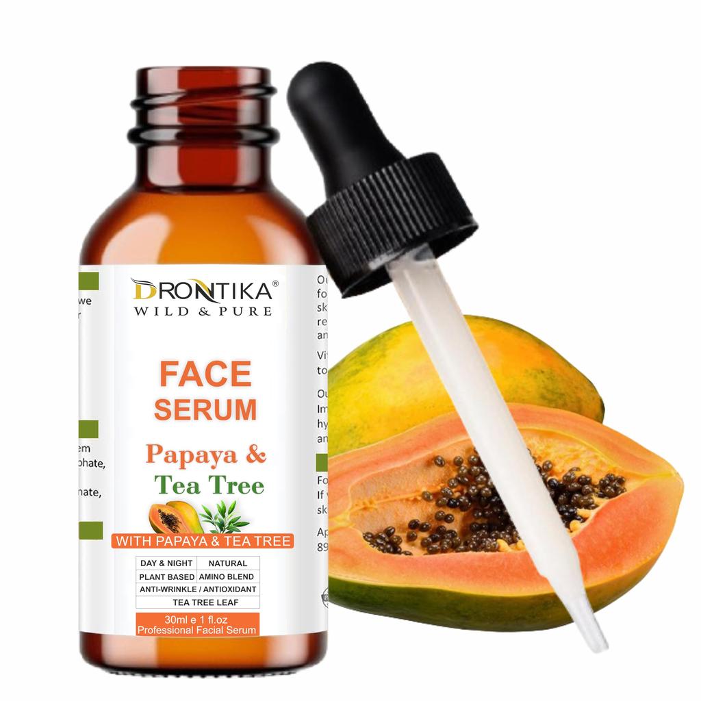 Drontika Papaya Radiance Glow Face Serum, 30ml, Non-Sticky, Ayurvedic Formula with Tea Tree & Papaya Fruit Extract