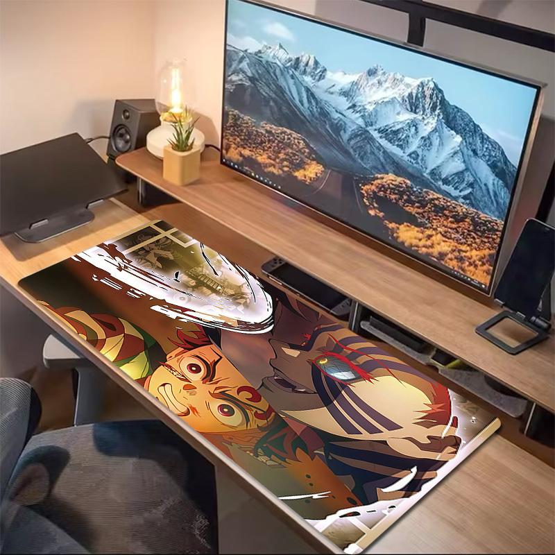 Demon Slayer Print Cushion Non-slip Laptop Tablet Big Mousepad XXL Mat Mini PC Playmat With Lock edge