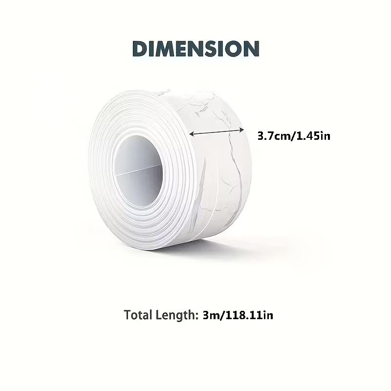 2 Rolls 3m Self-Adhesive Waterproof Sealing Tape - Durable Polyester Textured Surface | Kitchen & Bathroom Use for Sink