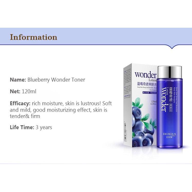 120ml Blueberry Miracle Glow Wonder Face Toner Makeup Water Smooth Facial Toner Lotion Oil Control Pore Moisturizing Skin Care