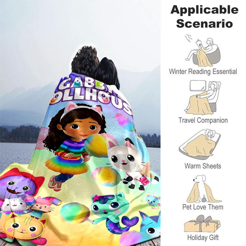 1pc Blanket Gabby's Dollhouse2 Print Design, Lightweight Blanket for Sofa, Bed- Soft &Warm, Gift for All Seasons like Christmas, Halloween