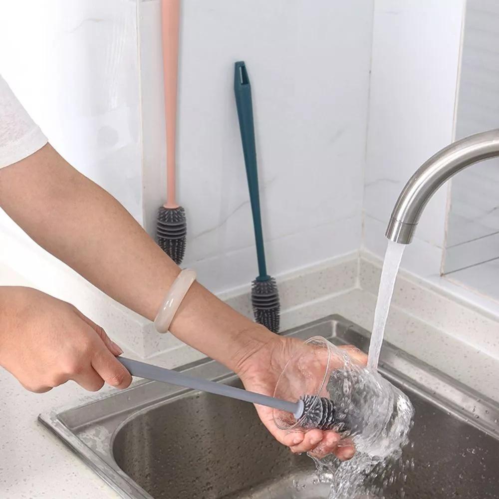 Ny langhåndtak babyflaskebørste Glassvannflaskebørste Giftfri kjøkkenrengjøringsverktøypakke