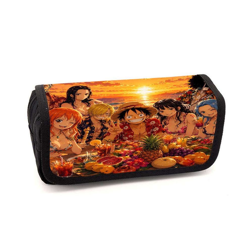 Cartoon One Piece Multi-layer Flip Pencil Case For Boy/Girls Best Gifts Large Capacity Durable Teenagers Pen Bag School Supplies