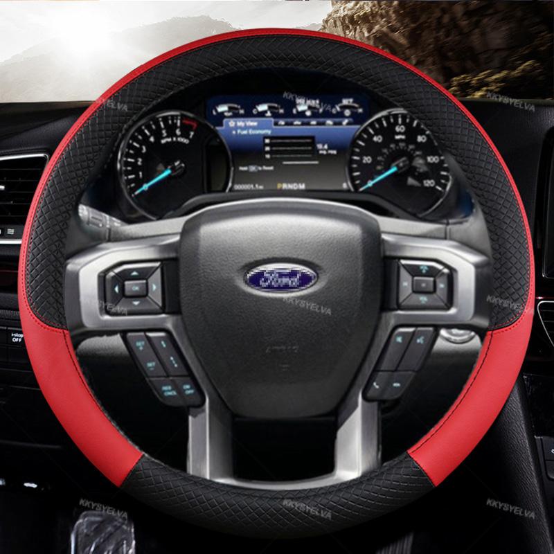 For Ford Expedition 2007-2022 F150 F-250 2000-2022 F-350 Super Duty 2000-2016 Car Steering Wheel Cover Leather Auto Accessories