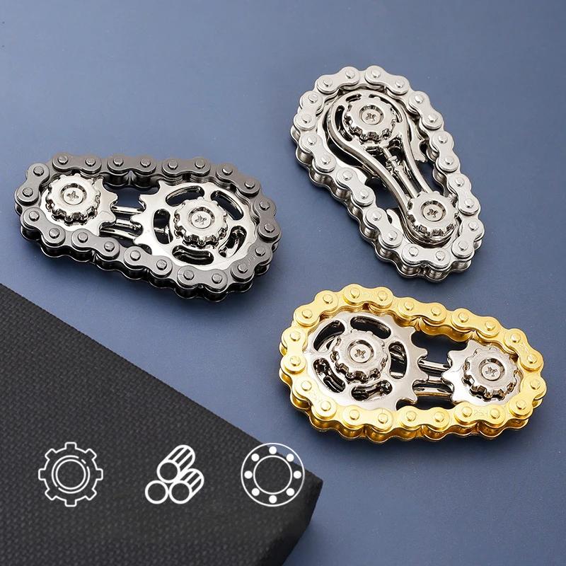 Fingertip Flying Pins Anti-Stress Spinner Anxiety Metal Bike Chains EDC Spinner Fidget Bags for Adult Kids