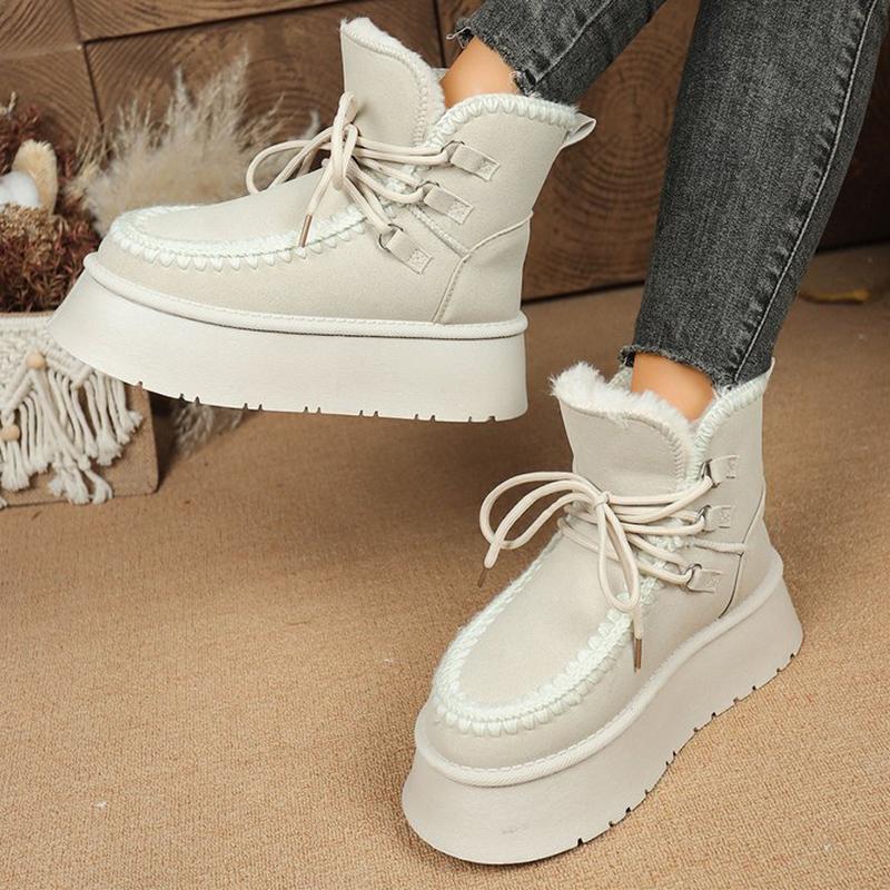 Fashion 2025 Winter Chunky Heel Snow Boots Women Fashion Patchwork Slip On Snow Boots Woman Thicken Short Plush Warm Botas Mujer