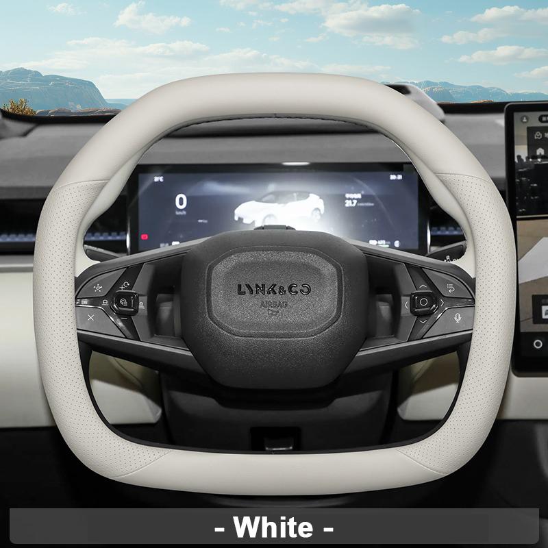 

For Lynk & Co Z20 2026 Z10 2026 2026 Car Auto Steering Wheel Cover Anti Slip and Breathable Accessories Double D Type білий