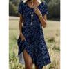 Abiti casual da donna con stampa floreale, manica corta, girocollo, per estate e primavera
