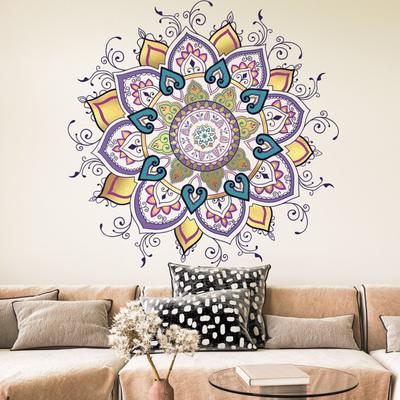 Sticker da Parete Fiore Mandala Modello Vintage Soggiorno Studio Decorazione Casa Autoadesivo Arte da Parete