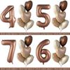 6Pcs Cream Color Number Balloon Set Beige Caramel Number 0-9 Balloon Foil Helium Ball Birthday Wedding Party Decoration