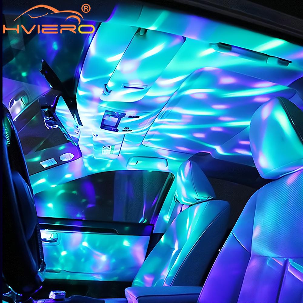 Car USB Ambient Light DJ RGB Mini Colorful Music Sound Led Apple USB Interface Holiday Party Atmosphere Interior Dome Trunk Lamp Neon Lights 4