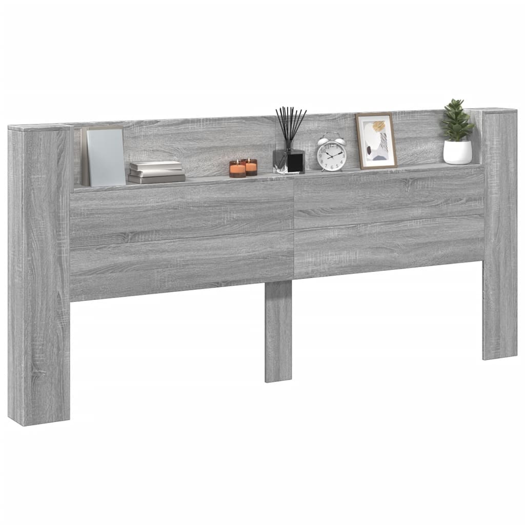 LED Headboard with Shelf Grey Sonoma 220 x 16.5 x 103.5 cm