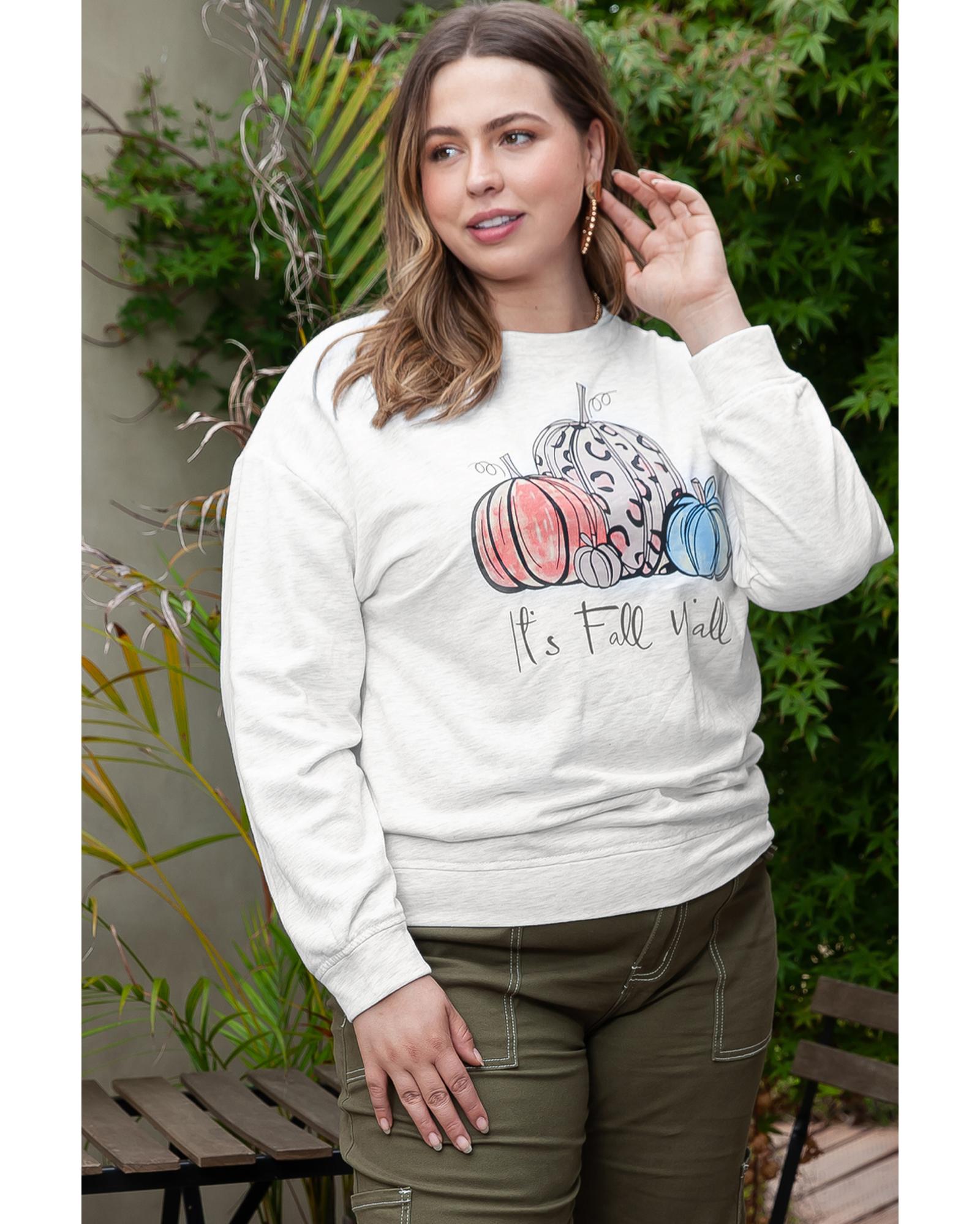 

Azura Exchange Gray Pumpkin Graphic Plus Size Pullover Sweatshirt 2X серый