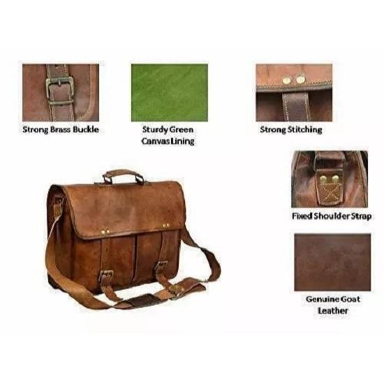 Мужской уникальный кожаный портфель через плечо для ноутбука 16 дюймов — фото 2