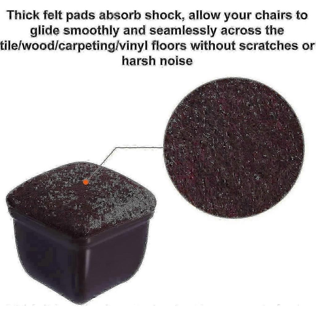 24 Pcs Square Chair Leg Floor Protectors With Felt, Chair Legs Caps, Floor Protectors For Chairs, Felt Furniture Chair Pads, Chair Leg Cups Covers, Ba