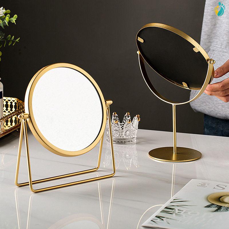 Nordic Style Round Wrought Iron Makeup Vanity Mirror for Bathroom or Dormitory