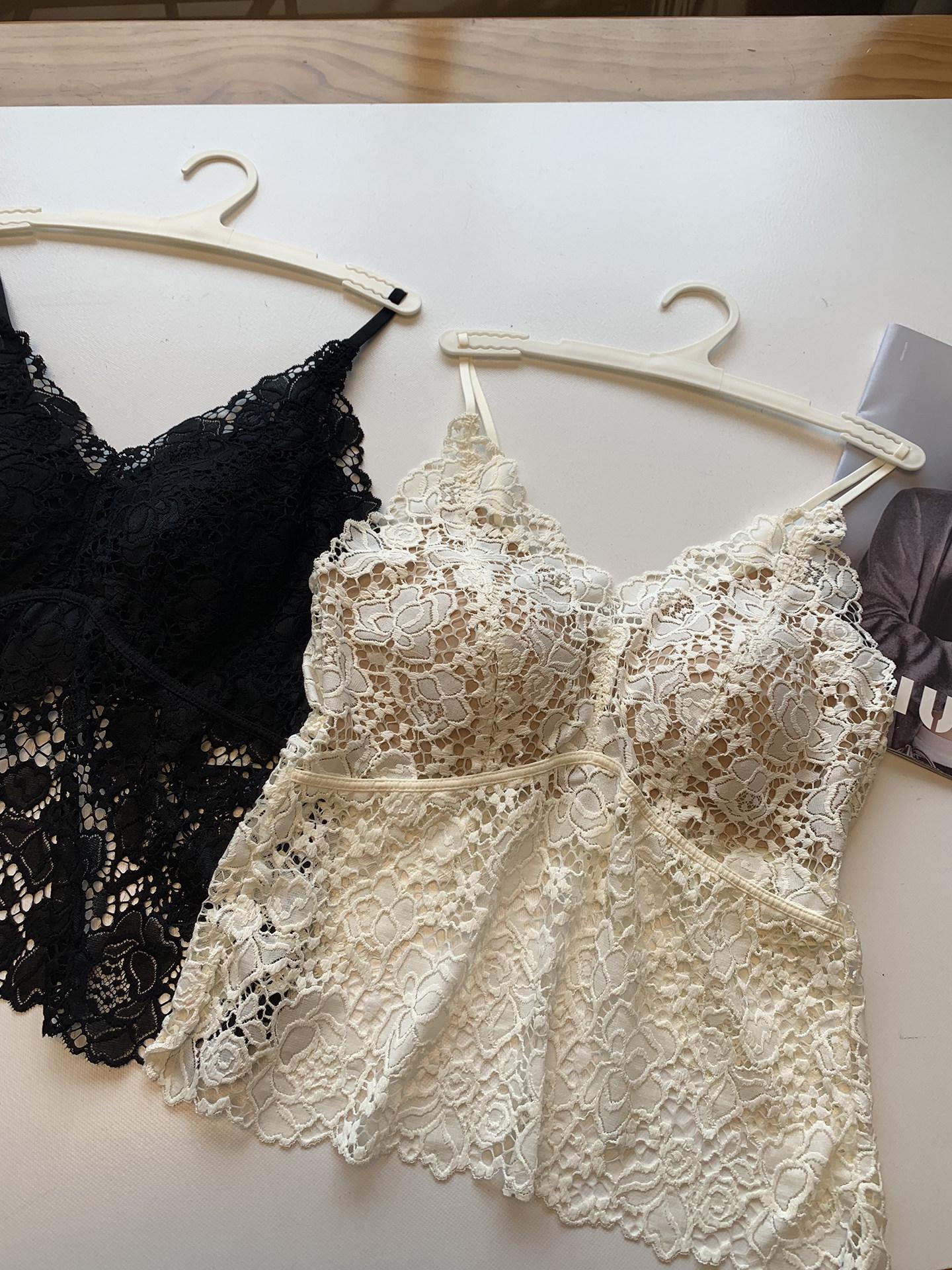 

Women s French Lace V-Neck Camisole Vest with Thin Straps and Butterfly Back Design - H030602 Extra Large белый