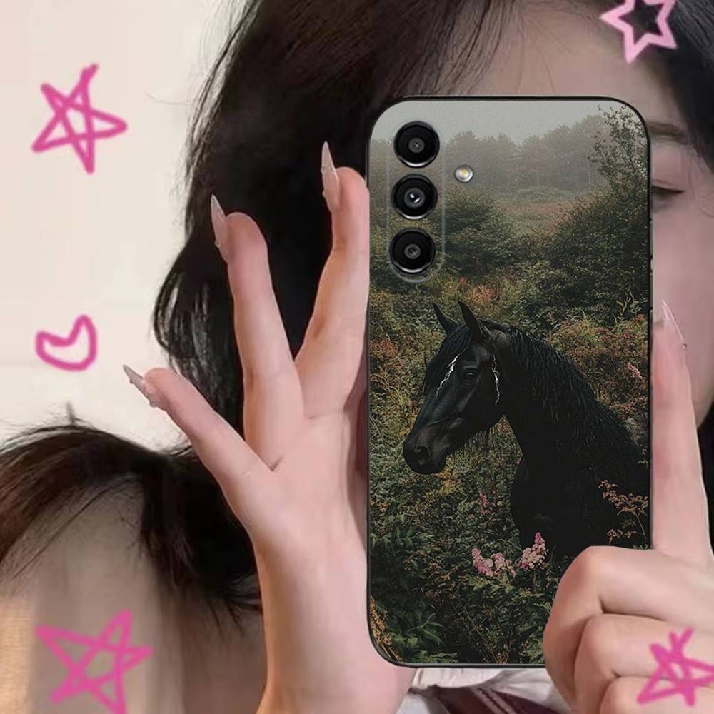 The Horse Phone Case For Samsung S24,S21,S22,S23,S30,Ultra,S20,Plus,Fe,Lite,Note,10,9,5G Black Soft Cover