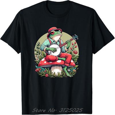 Banjo Froggy Fungi Serenade Cool Funny Frog Mystical Forest T-Shirt Oversized Unisex T Shirt Cotton Fitness Tshirt Men Clothing