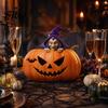 Halloween Pumpkin Witch Resin Figurine, Spooky Bat Detailed Tabletop Decor, Stable Compact Sculpture Base Mini Statue for Window Showcase Home