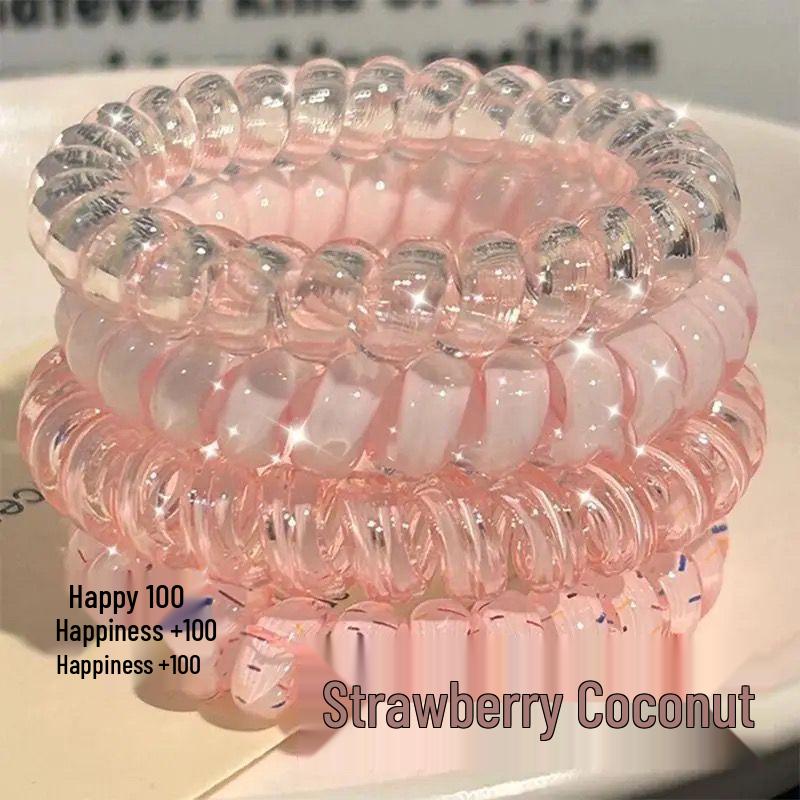 Korean Cute Coconut Polka Dot Hair Tie - Durable, High-Quality Summer Telephone Cord for a Fresh Daily Look.