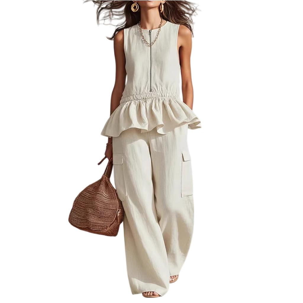 Ladies' fashionable casual suit top and pants