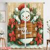 2pcs,2D plane printing Light Filtering Curtains Cute Snowman Happy Holidays Sign (3) 100% Polyester (without rod) All Seasons