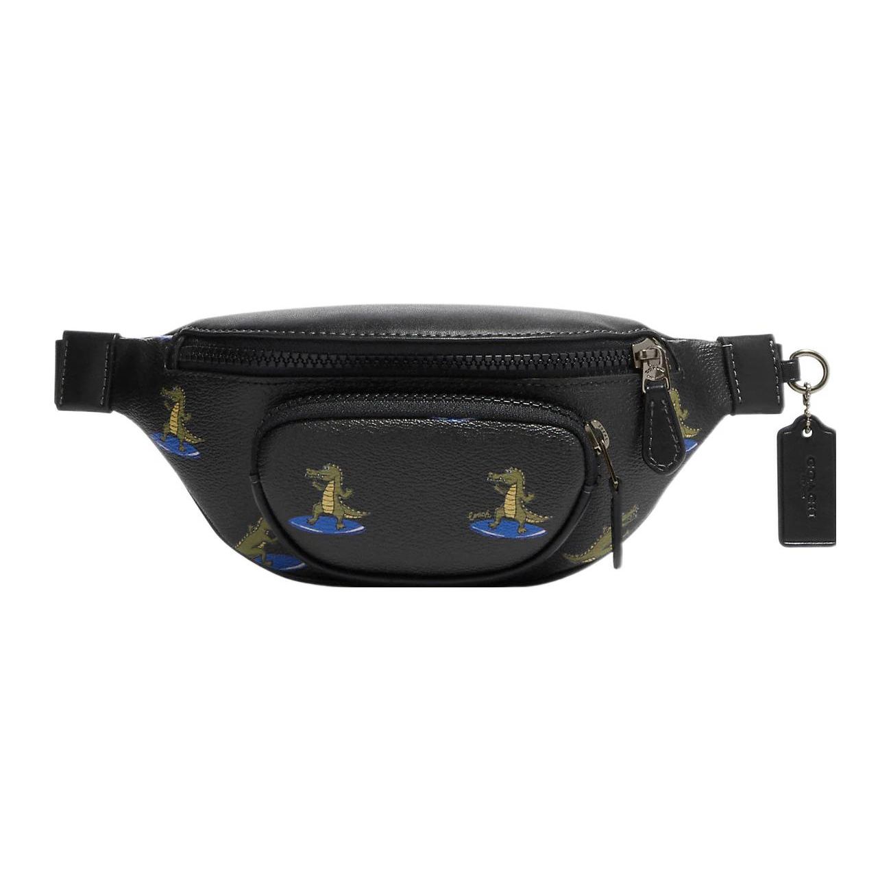 Coach Sprint 24 Surfing Crocodile Pattern Zipper Closure Coated Canvas With Leather Waist Bag Chest Bag Shoulder Crossbody Bag Medium CJ676-QBM2 Basic Set BagDust Bag 29490₽