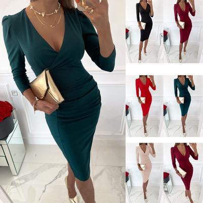 Autumn Trendy V-Neck Sexy Fashion Personality Commute Dress Women