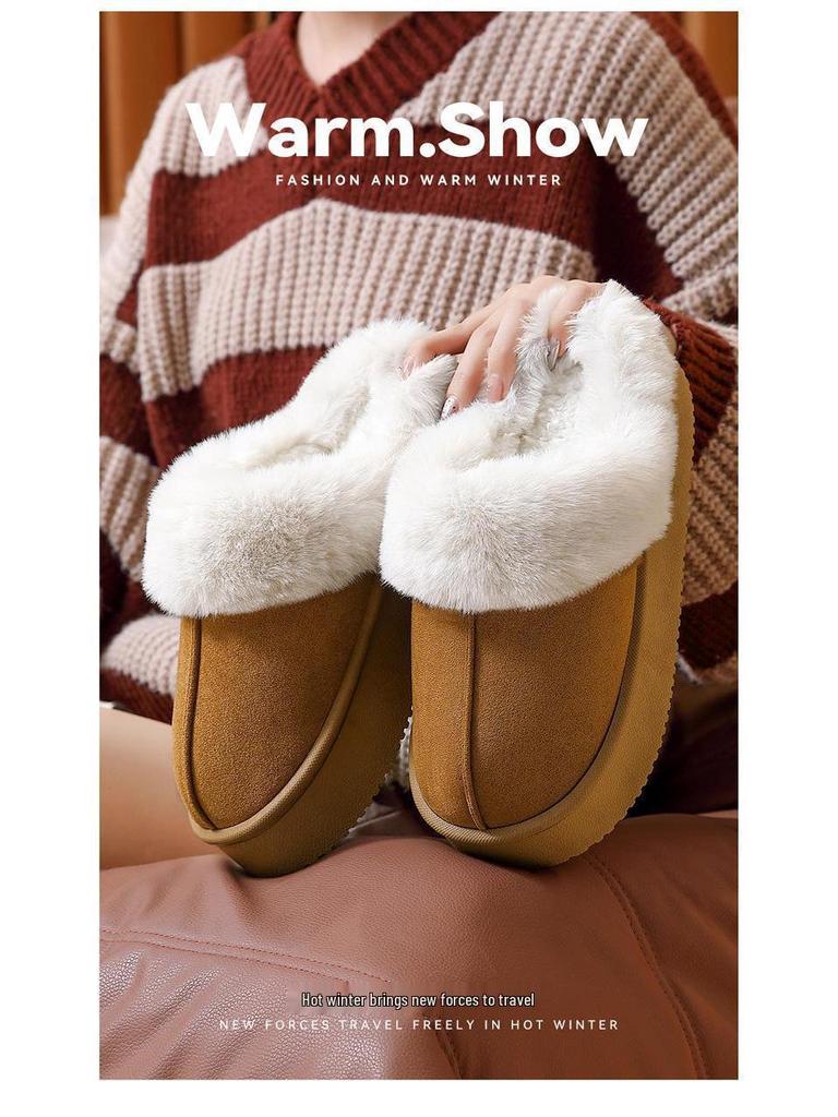 Damen- und Herren-Baumwollpantoffeln mit Plüschfutter - Warm, Rutschfest, Dicke Sohle, Wasserdicht, Geruchshemmend, Für den Innen- und Außenbereich