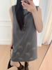 Women's Wool Blend Sleeveless Vest Dress with Firework Embroidery A-line Skirt - Spring Style S1QZ010