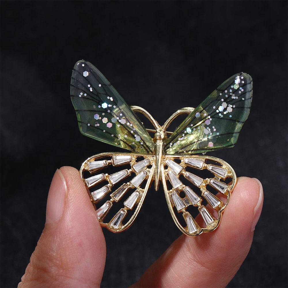 Girls Luxury Sense Women Brooch Clothes Accessories Korean Style Badge Transparent Wings Butterfly