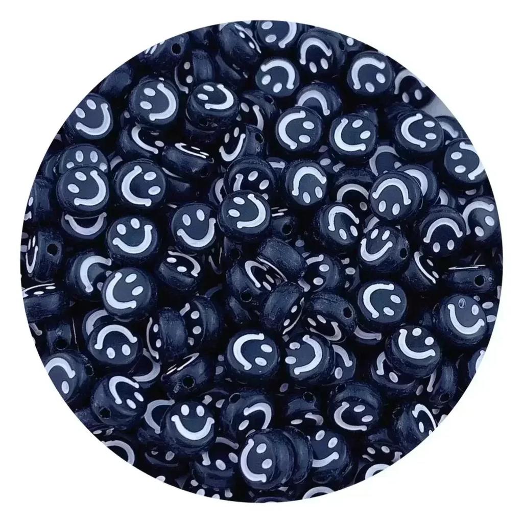 100-500PCS Mixed Colorful Acrylic Happy Face Beads Acrylic Smiling Face Spacer Beads for Bracelet Necklace DIY Jewelry Making