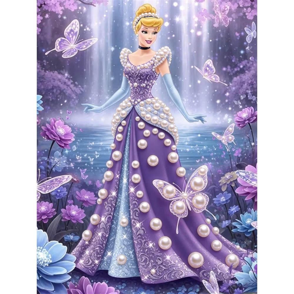 

Disney Cinderella Forest and Waterfall Butterfly Pearl Decorative Set 5D Artificial Pearl Jigsaw Puzzle Embroidered Home Decorative Handmade Gift 35x45cm