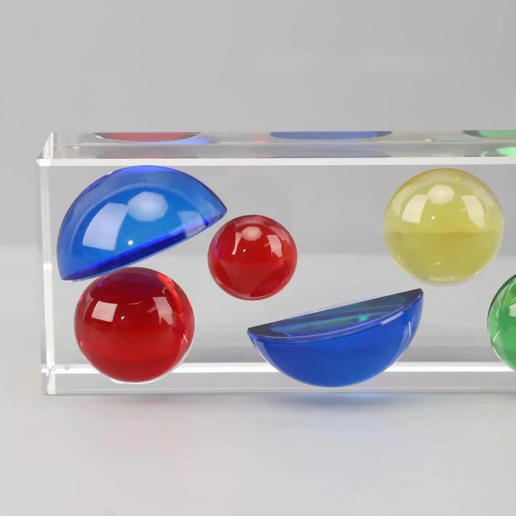 Glass Craft Transparent Geometric Color Sphere Half Round Crystal Ball Colored Crystal Ornament Home Decoration Accessories
