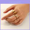 Geometric Titanium Steel Open Ring With Diamond Embellishments For Women