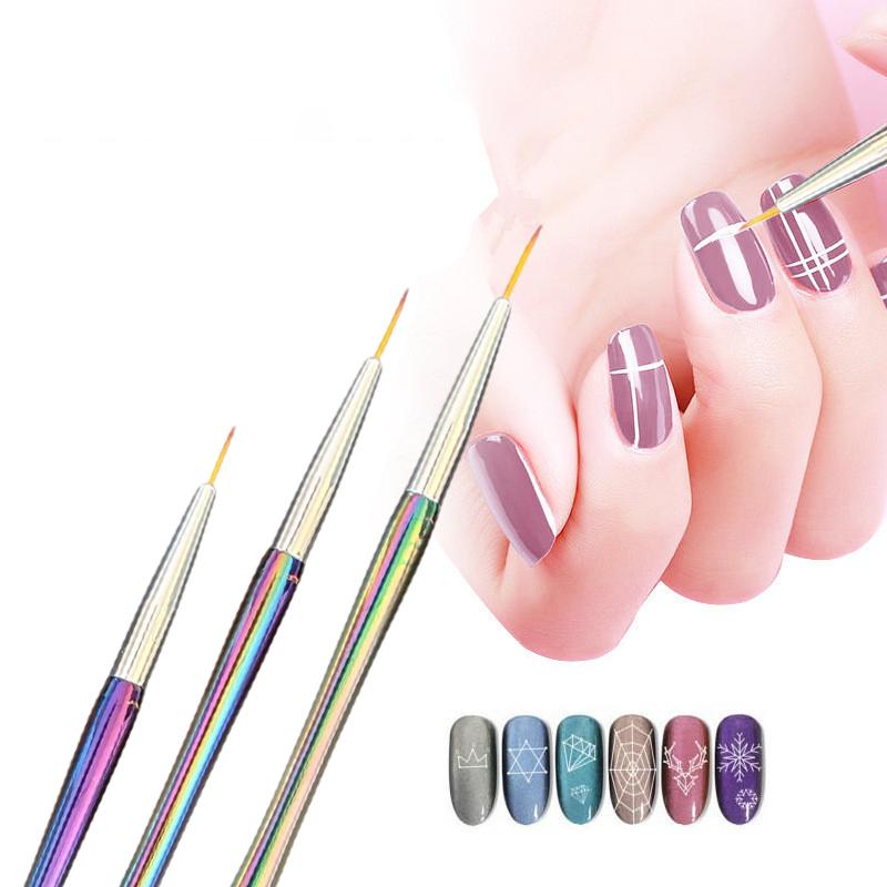 5Pcs/Set Acrylic French Stripe Nail Art Line Painting Pen 3D Tips Manicure Slim Line Drawing Pen Uv Gel Brushes Painting Tools