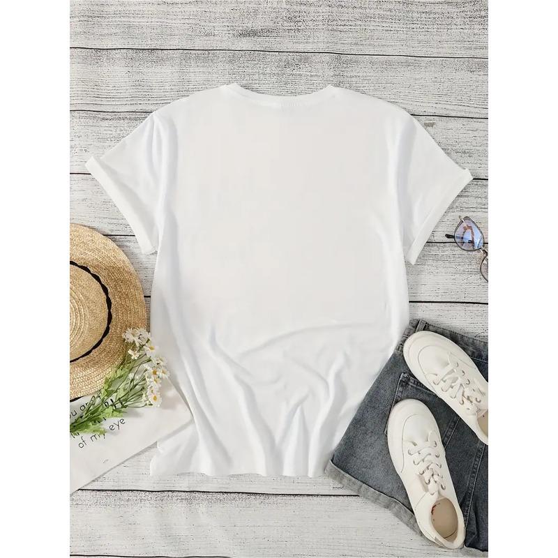 Women Floral Rose Print T-Shirt Round Neck All-Season Casual Breathable Comfortable Daily Top