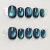 10Pcs Handmade Press on Nails Full Cover Cute Cat Eye Glitter Design Short Ballerina False Nails Wearable Manicure Nail Tips Art