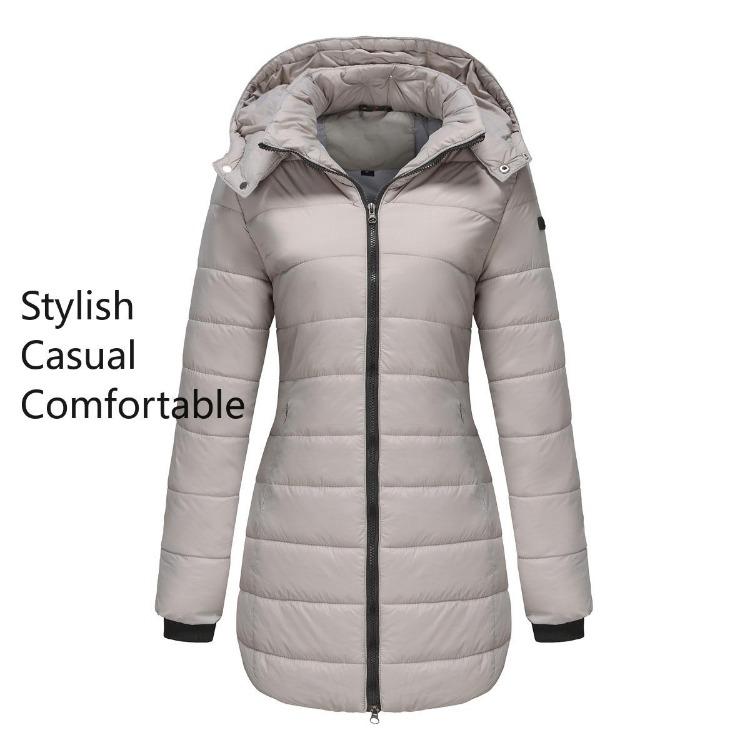 Casual Women Long Sleeve Solid Color Fashion Jacket Print Winter Down Outerwear