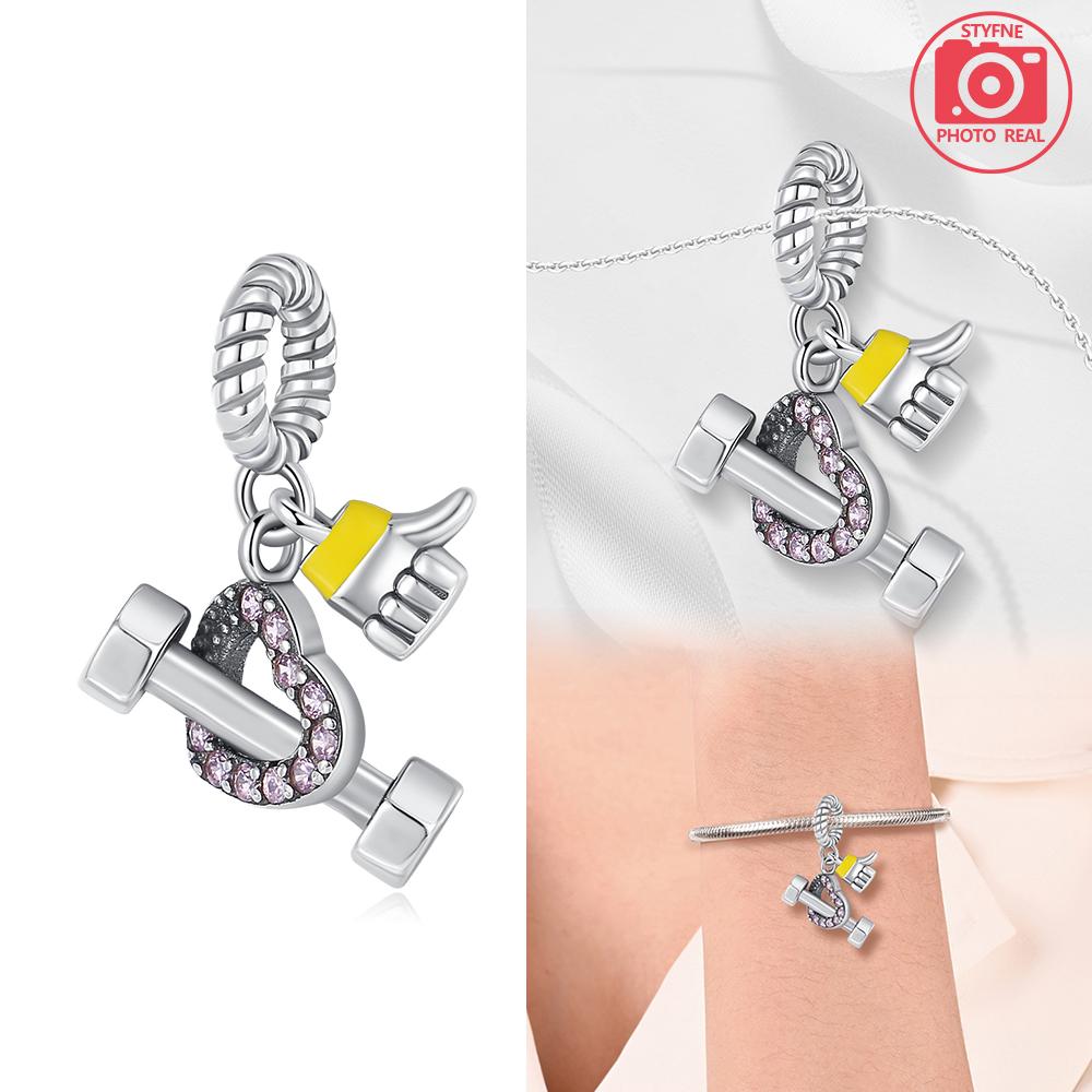 

Charm Bead Components Plata Dumbbell Love Fist Combo Pendant Bead Component Copper Metal Colors Designed For Charm Bead Components Copper Metal