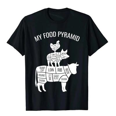 La mia Piramide Alimentare Divertente Carnivoro Mucca Maiale Pollo Grafica Maglietta Classica Estiva Cotone Unisex Maglietta Camisa