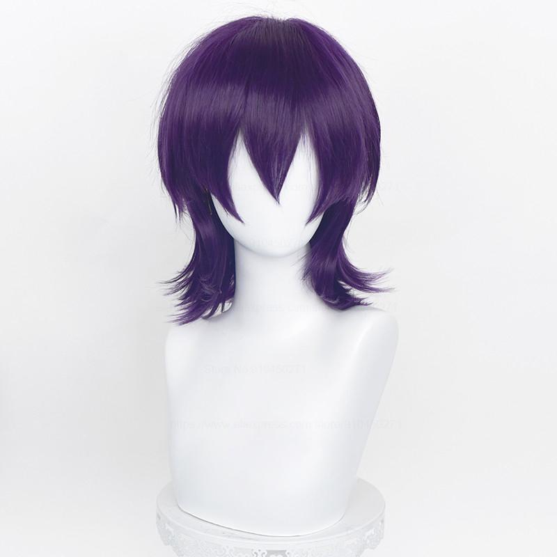 Hoge Kwaliteit 37cm Korte Mullet Cosplay Pruik Wolfsknip Pruiken 20 Kleuren Hittebestendig Synthetisch Haar Anime Game Basis Pruiken + Pruikenkap One Size blue